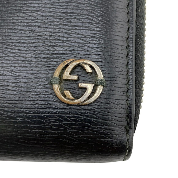 Gucci Round Zipper Interlocking GG Long Wallet Card Slots Coin Black - Picture 4 of 9